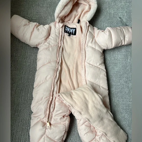 DKNY Soft Blush Pink Baby Snowsuit